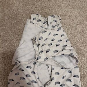 Halo White Sleep Sack with Navy Hedgehog Print and animal print